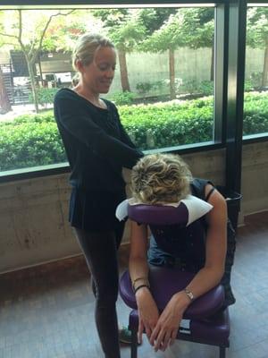 On site chair massage really perks up employees for the day!