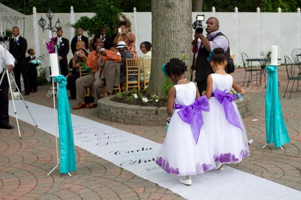 Outdoor Ceremony . Custom Runners, Video, Photography http://www.yourcherishedmoment.com