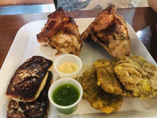 1/2 Chicken with 2 Sides - Fried Cheese & Tostones