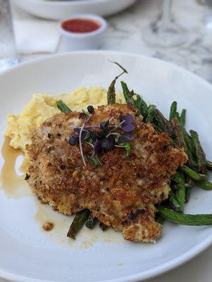 Pecan crusted chicken dinner