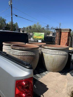 We bought 4 beautiful large pots today!