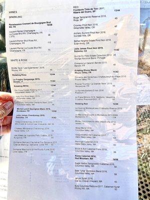 Wine menu May 2021