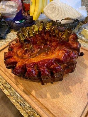 The crown roast that I purchased from Bree's Meats finished product! So delicious !!