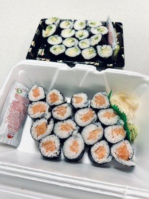 Salmon thin roll & avocado roll