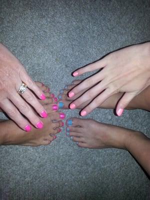 Mine and my daughter's manicure and pedicures