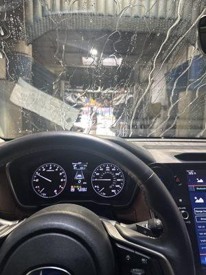 Inside the car wash.