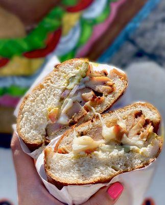 BBQ Chicken Skewer Sandwich on Sourdough | $6.49 + $1 cheese