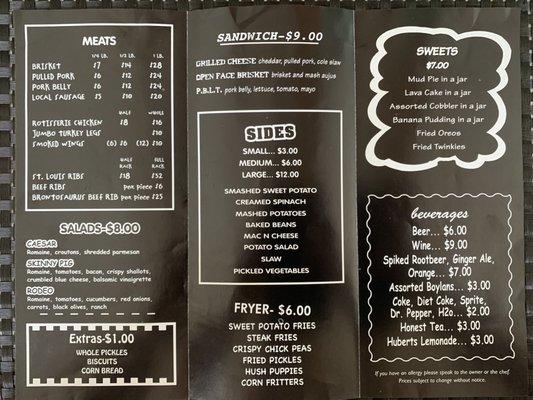 Menus. Great value. Good portions