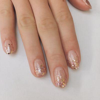 Ombre Glitter French on Natural Nails