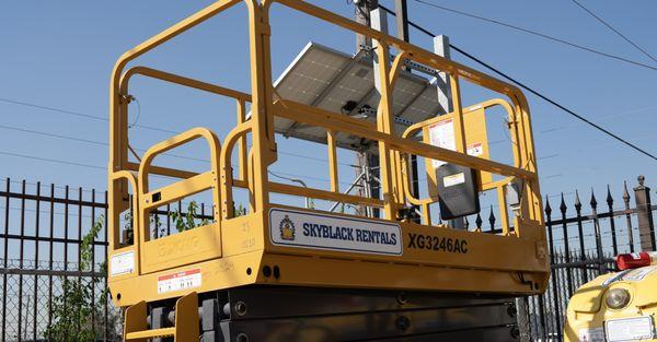 Modern scissor lifts and aerial lifts for rent at Skyblack Rentals in Houston, Texas.