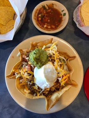 Taco salad $9.25 as of April 2021