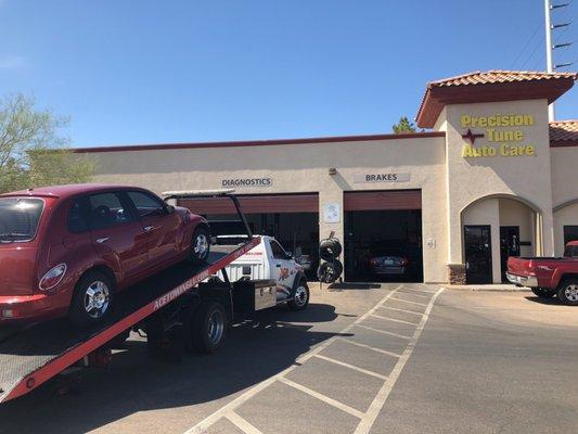 Getting my towed After Precision Tune  Auto  Care BROKE my oil plug and took no responsibility