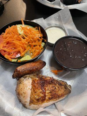 1/4 Chicken white with Black Beans and salad