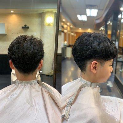 Boy Two block hair cut and perm