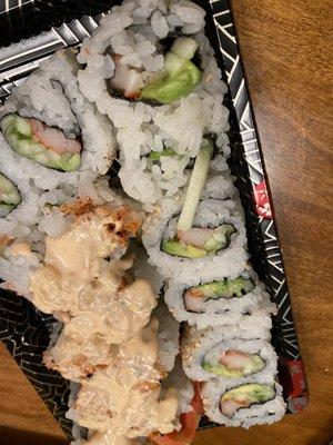 California Roll and Spicy Salmon