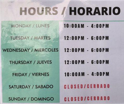 New hours