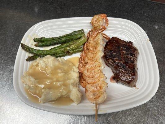 Sirloin grilled shrimp