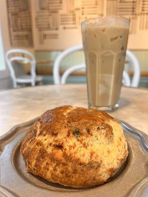 Salted caramel latte and scone