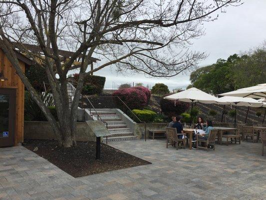 Plenty of tables with umbrellas!