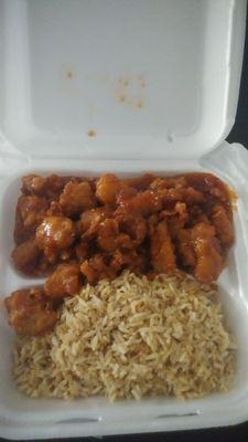 Sesame Chicken and Fried Rice dinner