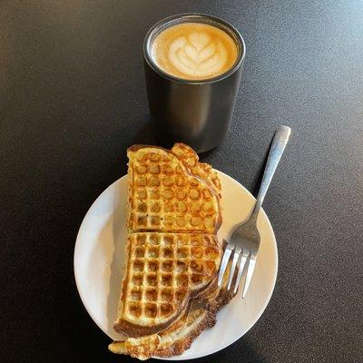 Sugar Bush Latte and Waffle with butter and cinnamon and sugar - great start to the week.