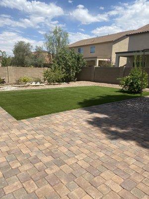 New turf and pavers