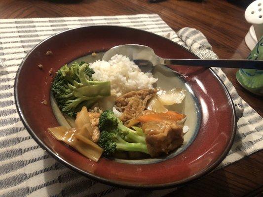 Takeout: tofu and mixed vegetables