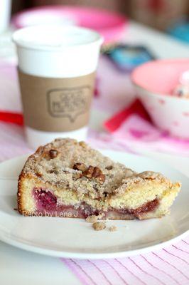 Mixed Berry Coffee Cake ($5.75) and 12 oz Cappuccino ($4.15)