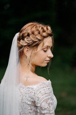 Braided bridal style and color done by Emma