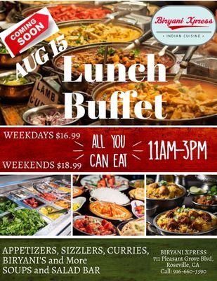 BIRYANI XPRESS SIGNATURE BUFFET COMING SOON... ALL YOU CAN EAT LUNCH BUFFET FEATURING BEST OF INDIAN CUISINE in ROSEVILLE.