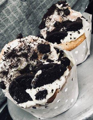 Cookies and cream donut cakes