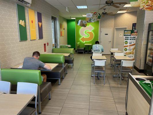 Seating area inside Subway