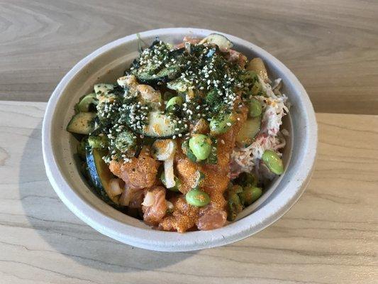 House Salmon Bowl. Fully loaded and delicious.