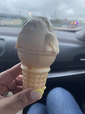 Mango ice cream- they ran out of waffle cone so cake cone it is!