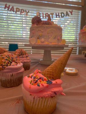 Upside down ice cream cupcake