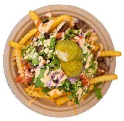 Sammy Mac loaded fries- the sweet pickles were a surprise but it was very good!