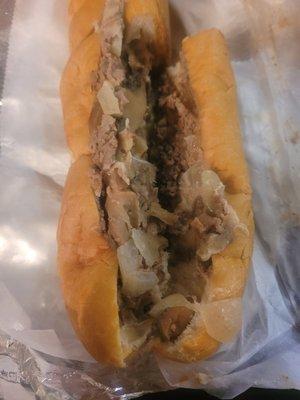 Mushroom Cheesesteak!  Plenty of meat, mushrooms and cheese!