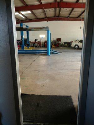 View of the shop from inside the lobby