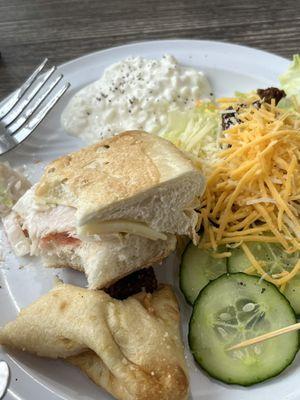 First trip up to the buffet... small Salad, Turkey sandwich, bambino bread...