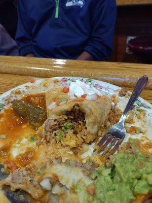 My burrito from the day before with 1/2 the meat.