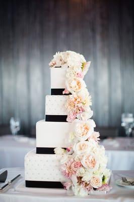 Cascade of blush blooms for a gorgeous cake from Alliance Bakery.