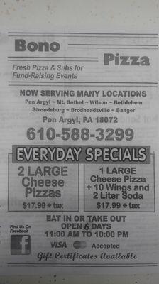 Everyday specials