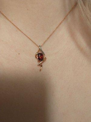 Garnet diamond rose gold necklace