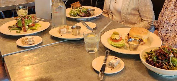 Asparagus Salad, Quiche, Burger. All yummy.