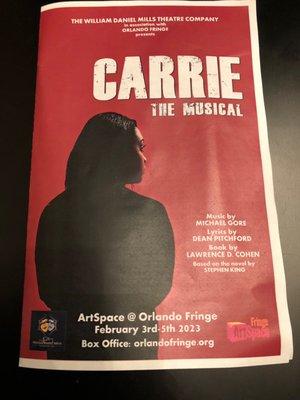 Program for Carrie the Musical