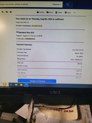 The Enterprise Reservation that I cancelled