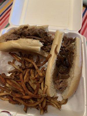 Fries and cheesesteak were horrible!!