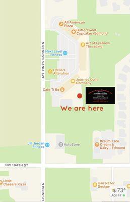 Google and Apple Maps haven't updated the proper location of our address so here is a picture of an easy way to find us!