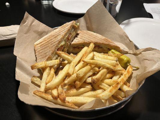 Italian Chicken Panini and fries