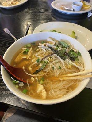 Chicken pho with beef broth